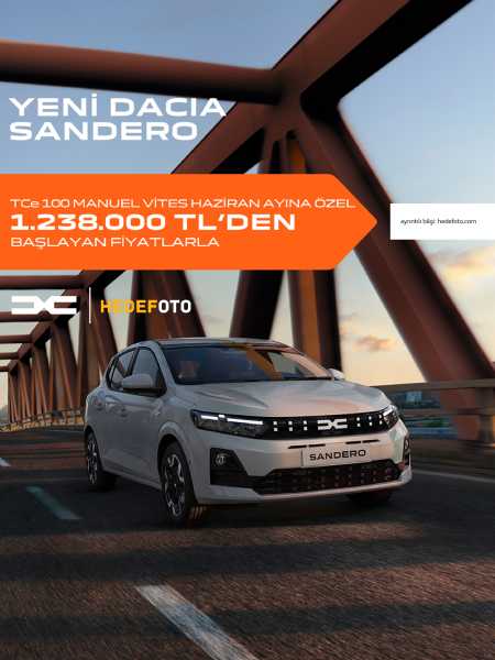 YENİ DACIA SANDERO TCE 100 MANUEL VİTES HAZİRAN AYINA ÖZEL 1.238.000 TL'DEN BAŞLAYAN FİYATLARLA